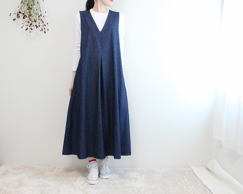 美品♡ H.A.K ワンピース　ジャンバースカート　ノースリーブ　デニム　日本製 美品♡ H.A.K ワンピース ジャンバースカート ノースリーブ
