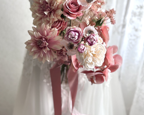 ☆限定1点特別価格☆Coral pink 【ウェディングブーケ・造花