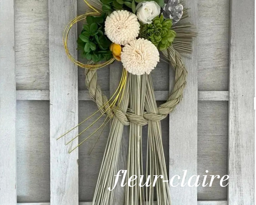 早割り しめ縄 しめ飾り プリザーブドバラ入りしめ縄 正月飾り お飾り