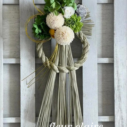 しめ縄 しめ飾り プリザーブドバラ入りしめ縄 正月飾り お飾り