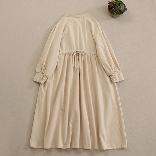 秋の新作☆4カラー展☆長袖ワンピース】立ち襟│クルーネック