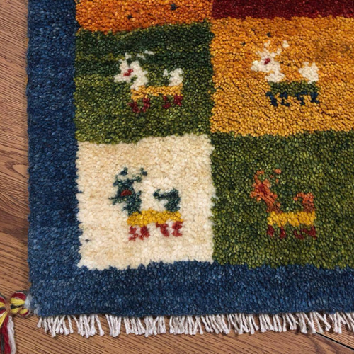 ペルシャギャッベ (ギャベ) チェアマット 40x40cm ギャッベ ラグ サヤンサヤン ギャッベ ギャベ 座布団 ペルシャ イラン 約