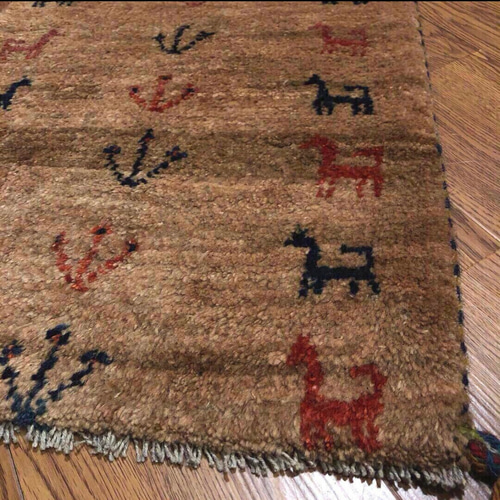 77x122cmパキスタン手織りマット(319)ギャッベ・ペルシャ・じゅうたん