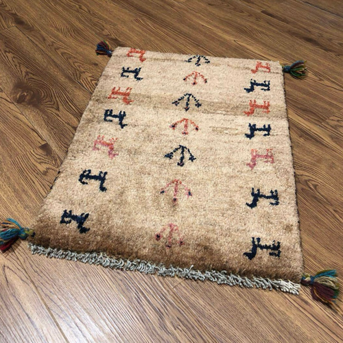 77x122cmパキスタン手織りマット(319)ギャッベ・ペルシャ・じゅうたん