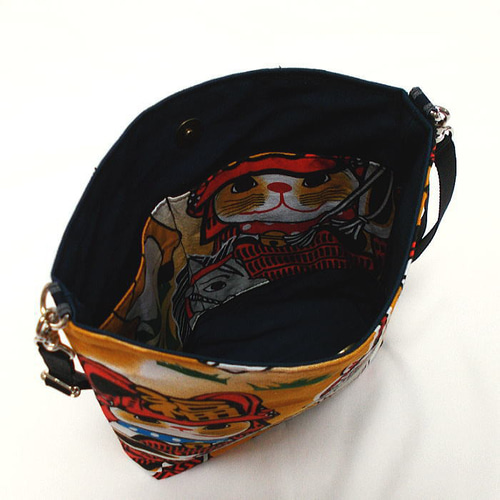 和柄ポシェット 猫侍 にゃんこ達の平和な戦い 武将 武士 サコッシュ