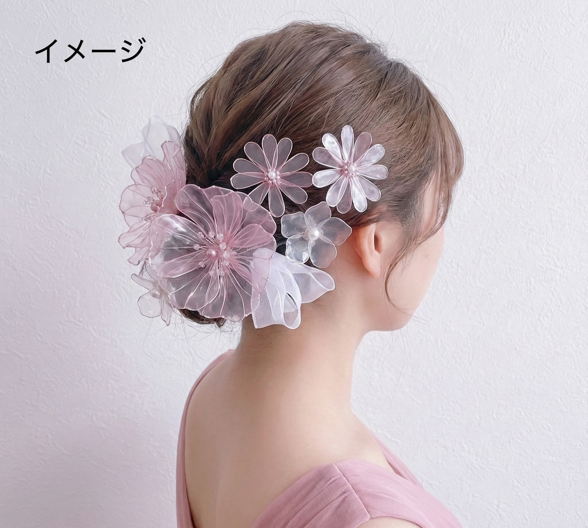 ディップフラワー　ヘアアクセサリーＣ　８点セット　ブライダル・成人式・卒業式・七五三・パーティーなど～