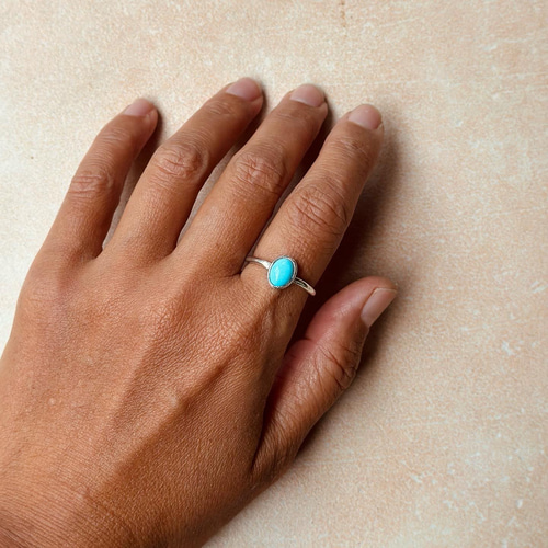 純PT/PT850　スリーピングビューティートルコ石　フリーリング K10 天然トルコ石リング #9 スリーピングビューティー産原石から