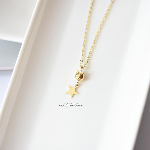 お買い得】小さい 猫 星 ペア ネックレス / キャット お揃い