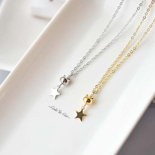 お買い得】小さい 猫 星 ペア ネックレス / キャット お揃い ねこ 