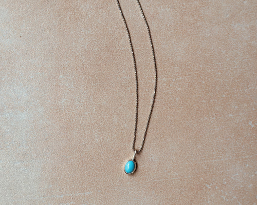 スリーピングビューティーターコイズネックレス彫金シルバー950