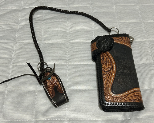 レザー ウォレットチェーン ターコイズ装飾 WHEELWORKS ウォレットチェーン WalletChain turquoise clip