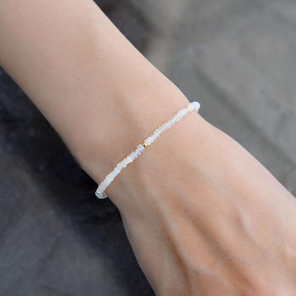 願いを叶う ウォーターオパールのブレスレット 10月誕生石　細め 6枚目の画像