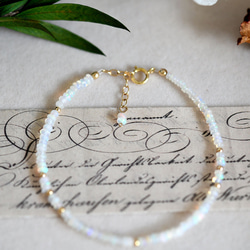 願いを叶う ウォーターオパールのブレスレット 10月誕生石　細め 2枚目の画像