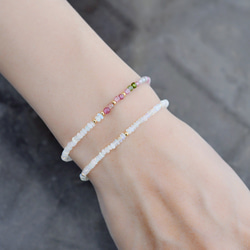 願いを叶う ウォーターオパールのブレスレット 10月誕生石　細め 7枚目の画像