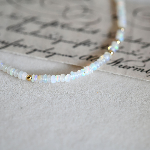 願いを叶う ウォーターオパールのブレスレット 10月誕生石　細め 3枚目の画像