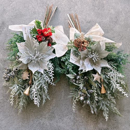 クリスマスリース✨ベル付き✨フラワーリース大✨造花 クリスマスリース✨ベル付き✨フラワーリース大✨造花 キラキラ☆赤い