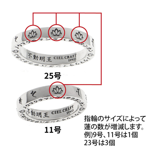 シルバー925 リング 不動明王 梵字 真言 スペーサー シルバー925 リング 不動明王 梵字 真言 スペーサー