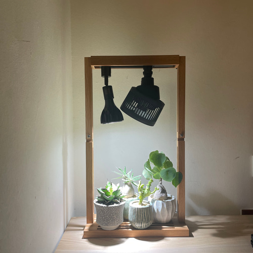 植物育成LEDライトスタンド［オーク］回転式サーキュレーター、LED付