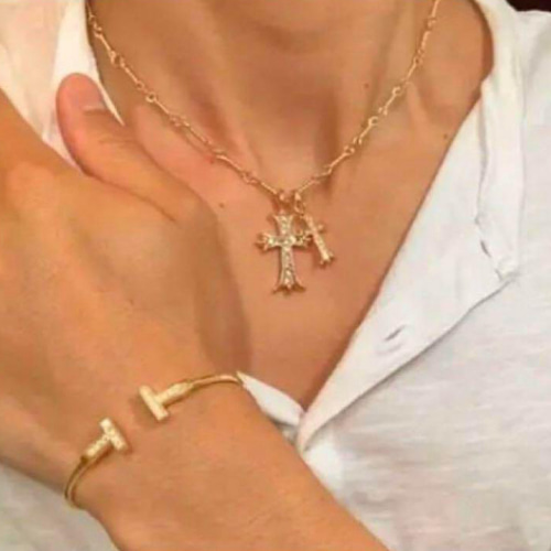 gp 　ネックレス　セット　イエローゴールド　クロス　タイニーファット 22k