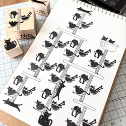 【ラバースタンプ】キャットタワー黒猫はんこセット 3枚目の画像