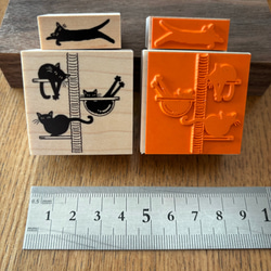 【ラバースタンプ】キャットタワー黒猫はんこセット 5枚目の画像