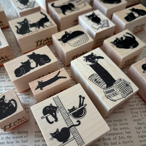 ラバースタンプ】キャットタワー黒猫はんこセット はんこ・スタンプ