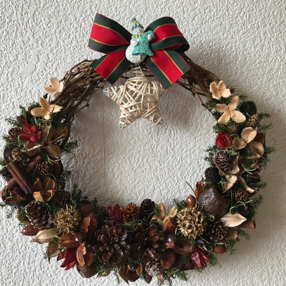 《X'mas》北欧の森の ナチュラルムーンリース　31cm（1点限定）