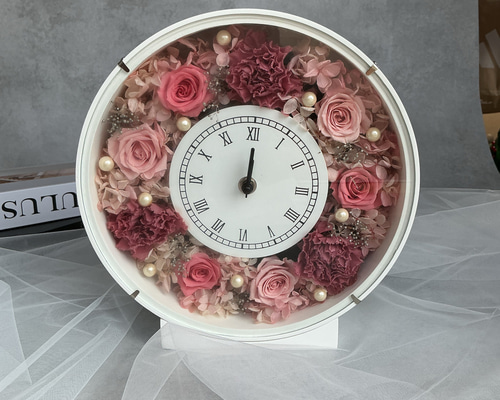 プリザーブドフラワー花時計【置き時計掛け時計】 掛け時計・置き時計