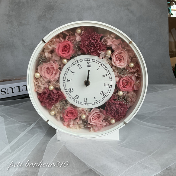 ブリザードフラワー 時計 プリザーブドフラワー花時計【置き時計掛け時計】 掛け時計・置き時計