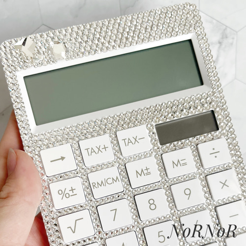 【電卓】シンプルで美しいクリスタルスワロフスキーデコ計算機✧︎デコ電卓✧︎キラキラ 電卓】シンプルで美しいクリスタルスワロデコ計算機✧︎大人のきらめき