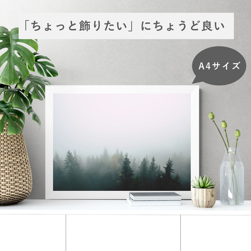 フレーム付き】幻想的な霧の景色 / アートフォトポスター / A4