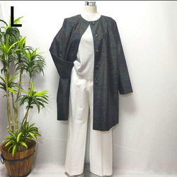 大島紬7マルキ着物リメイク花柄ワンピース2WAY Aラインロングフレア