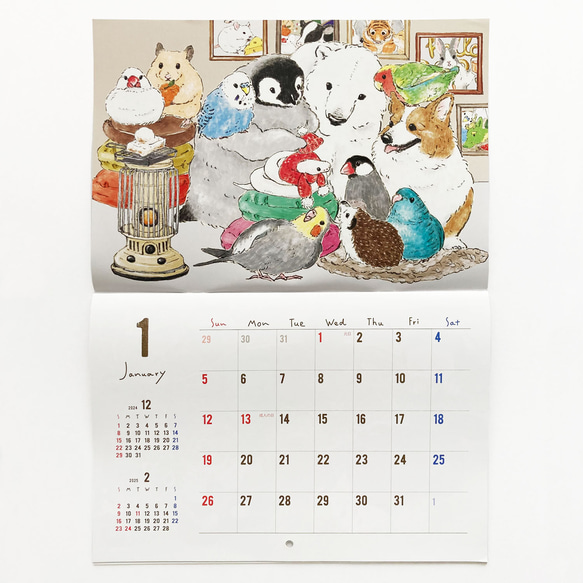 2025年 見開きA3カレンダー HAPPY ANIMAL YEAR!! 2枚目の画像
