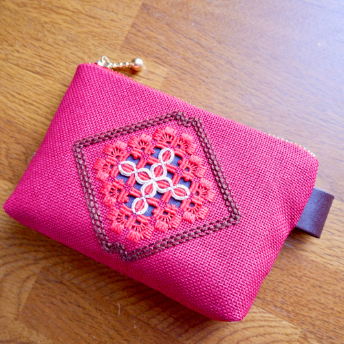 yukiemon 刺繍パウダーフレーク　20㎝ファスナーお財布ポーチ　No.5 yukiemon 刺繍パウダーフレーク 20㎝ファスナーお財布ポーチ No.5