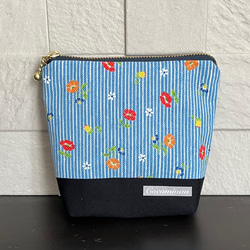 マチ付きポーチ IQOSポーチ ファニーフェイス 青