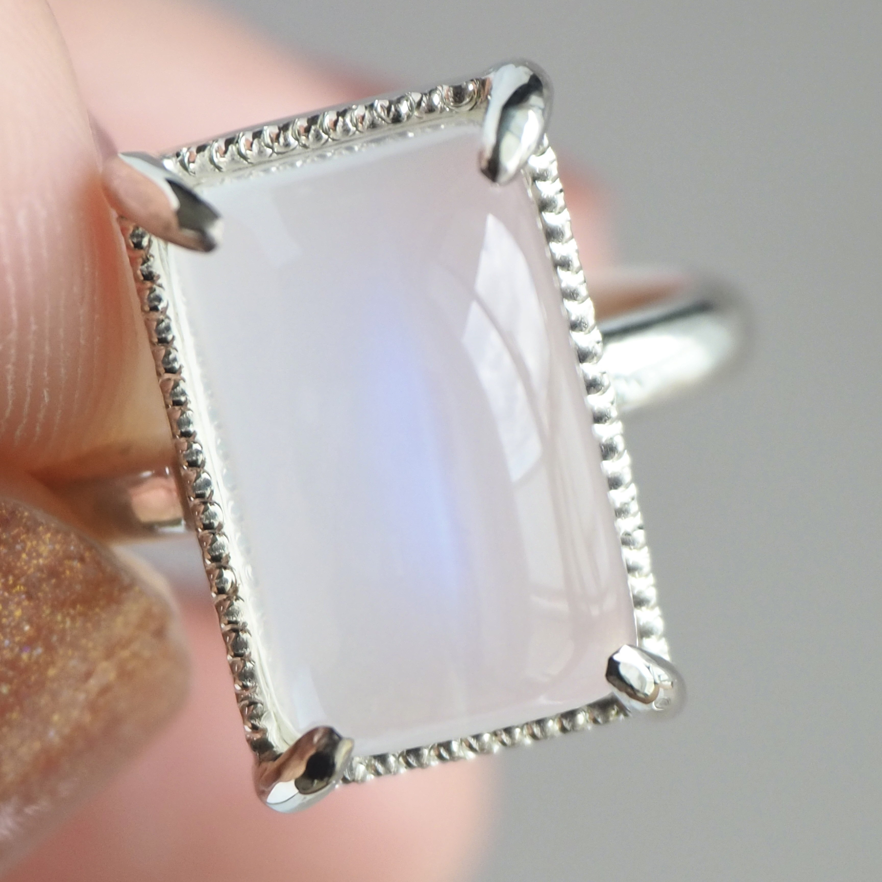 Moon stone ring-ロイヤルブルームーンストーン- 1点もの 大ぶり天然石 シンプル リング アンティーク