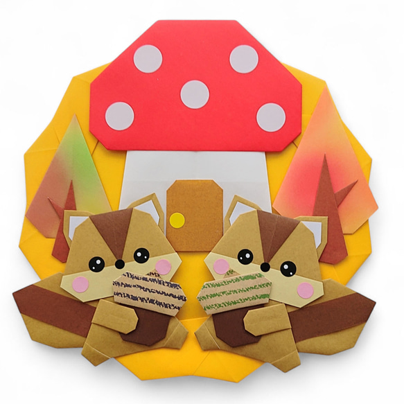 リスとどんぐり達のリース