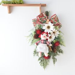 《3日以内発送》カントリードール入りホワイトマムのクリスマススワッグ《43cmボリューム  》＊Creema限定＊ 2枚目の画像