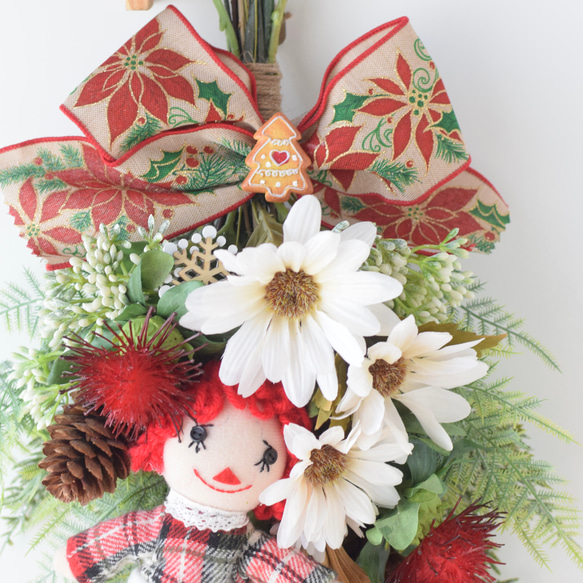 《3日以内発送》カントリードール入りホワイトマムのクリスマススワッグ《43cmボリューム  》＊Creema限定＊ 7枚目の画像