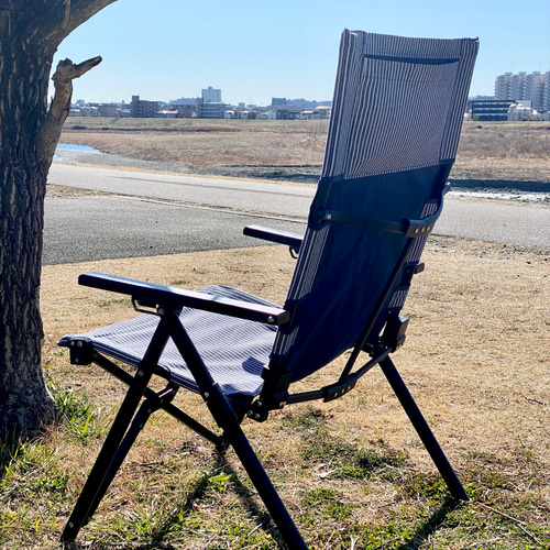 ヒッコリーストライプデニム＋防水帆布リクライニングチェアシート（受注オーダー） ヒッコリーストライプデニム＋防水帆布リクライニングチェア