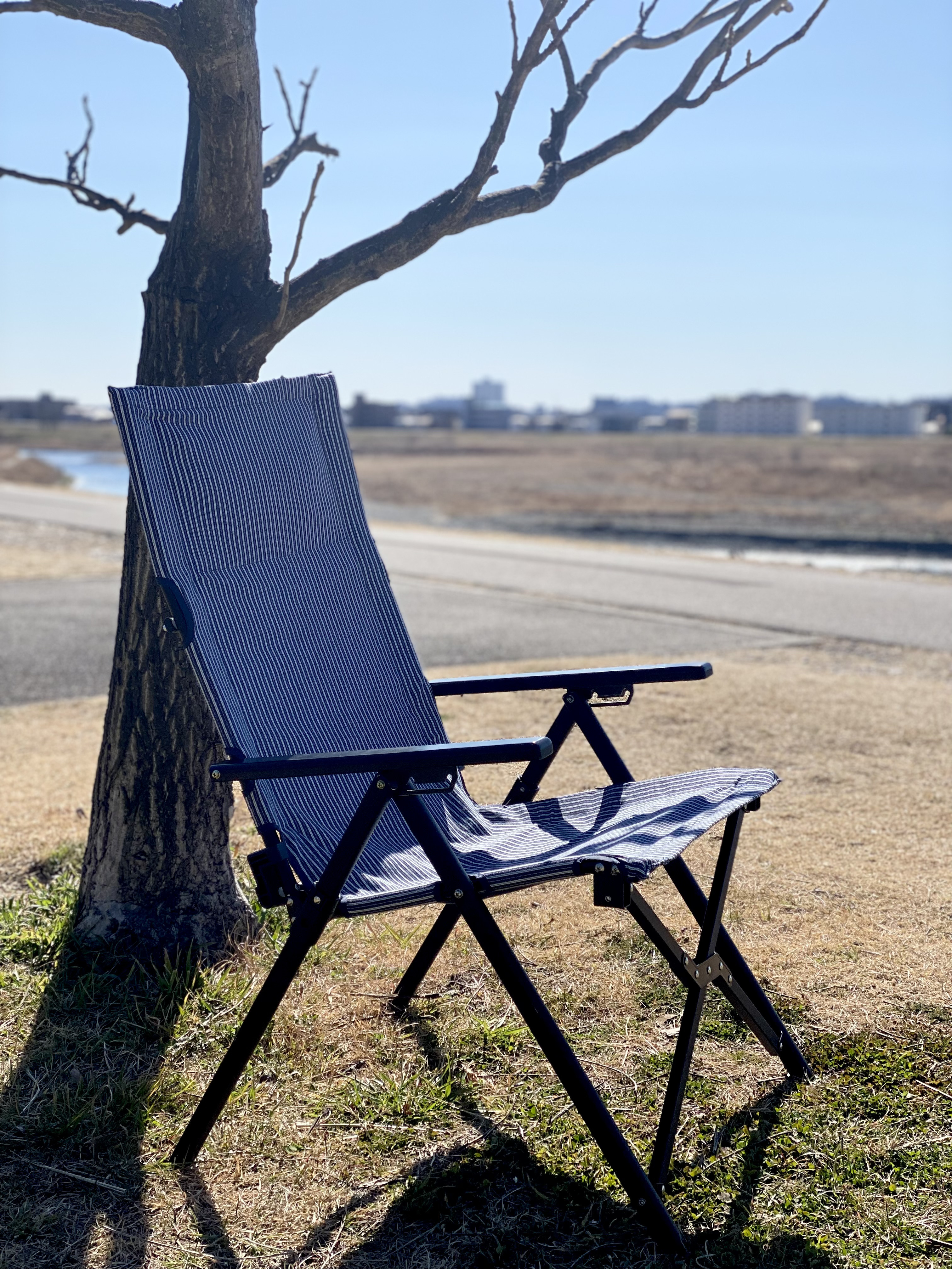 ヒッコリーストライプデニム＋防水帆布リクライニングチェアシート（受注オーダー） ヒッコリーストライプデニム＋防水帆布リクライニングチェア