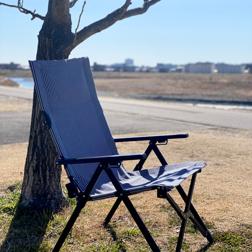 ヒッコリーストライプデニム＋防水帆布リクライニングチェアシート（受注オーダー） ヒッコリーストライプデニム＋防水帆布リクライニングチェアシート