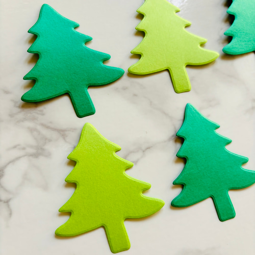 アルバムクラフト　ダイカット　クリスマス② クラフトパンチ ダイカット クリスマスツリー 小 グリーン系 20