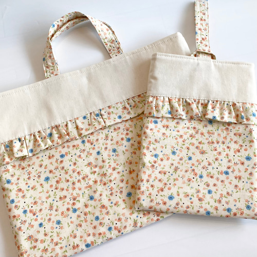 オーダー♡生地♡確認用♡布フリル＋レースフリル♡ハンドメイド♡セット♡体操着入れ オーダー♡生地♡確認用♡布フリル＋レースフリル♡ハンドメイド