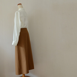 【寸法調整】馬布のタックロングスカート　キャメル　コットン100％ 8枚目の画像