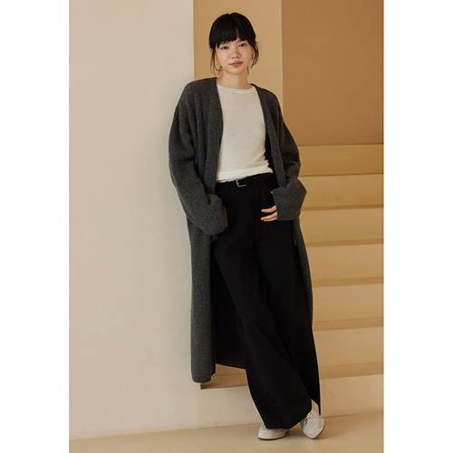 【ELIN／エリン】ウール100％ ロングカーディガンコート グレー ボタン ELIN／エリン】ウール100％ ロングカーディガンコート グレー ボタン