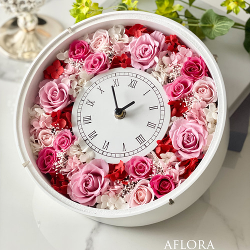 花時計 プリザーブドフラワー ピンク プリザーブドフラワー Aflora