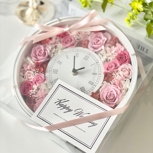 花時計 プリザーブドフラワー ピンク プリザーブドフラワー Aflora