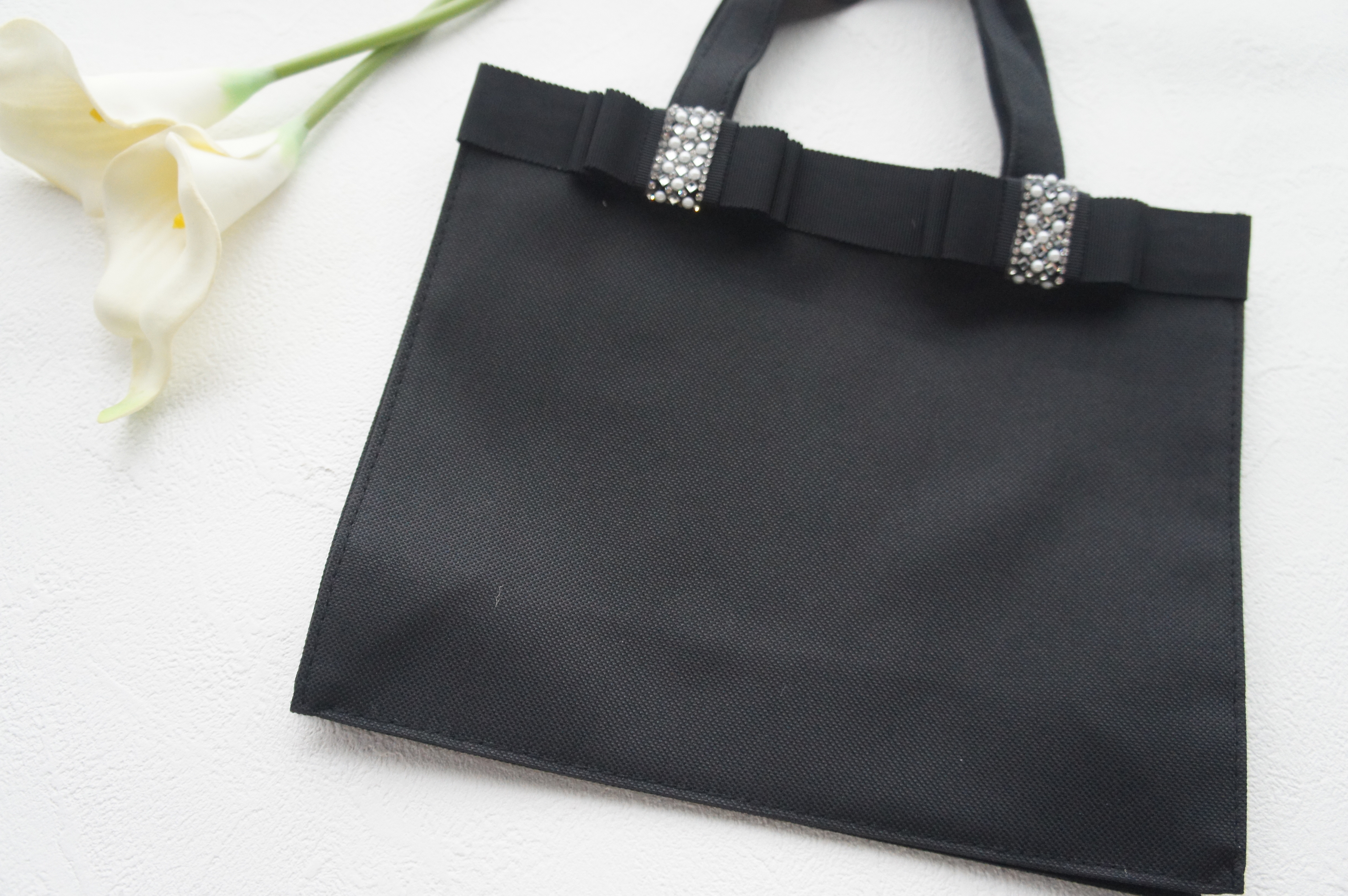 美品✨キタムラ　トートバッグ　ブラック　リボン　お受験バッグ　A4