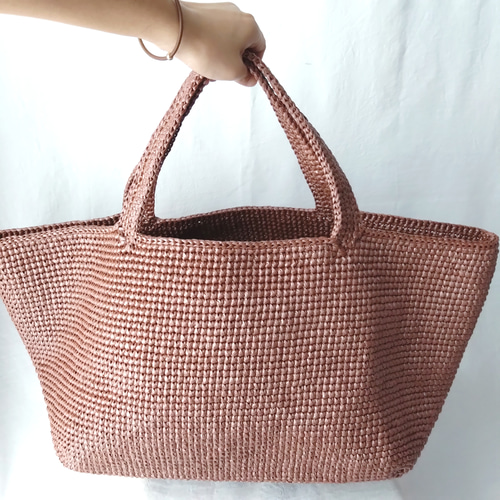 大きめトートバッグ スズランテープバッグ 茶色 エコバッグ すずらん